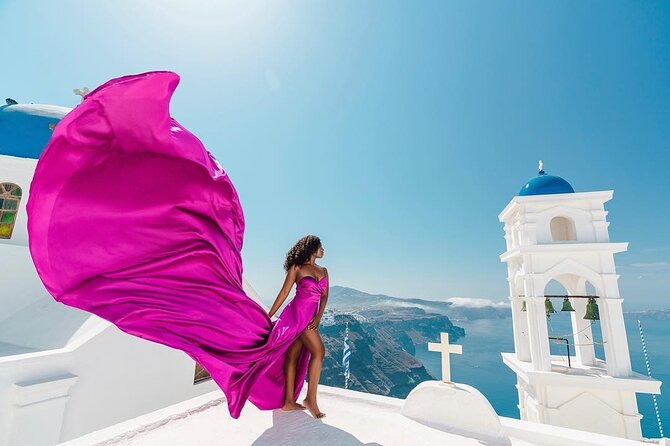 Exclusive Santorini Flying Dress Photoshoot with Pickup - Picking a dress that photographs well