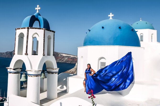 Exclusive Santorini Flying Dress Photoshoot with Pickup - Who will enjoy this most?