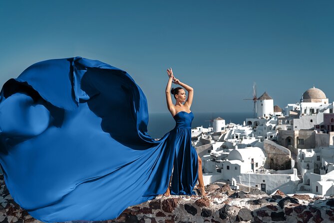 Flying Dress Photo © Photoshoot in Santorini: Express Package - Meeting in Imerovigli