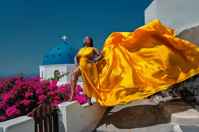 Flying Dress Photoshoot in Oia Private entry to Blue Dome - Practical booking advice for Oia