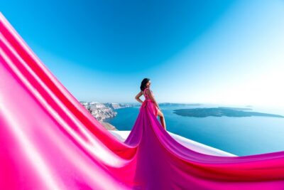 Flying Dress Photoshoot in Santorini by Flying Dress Photo ©