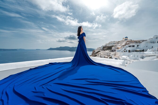 Flying Dress © Photoshoot in Santorini: Mr. President Package - Hair, makeup, and the change into character