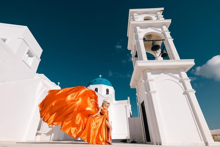 Flying dress Photoshoot in Santorini with Hotel Pickup - Practical details before you reserve