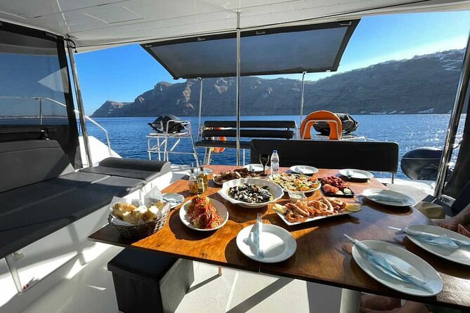 Half Day Premium Catamaran Cruise in Santorini including Oia - Red Beach: a short first swim