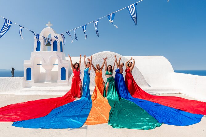 Oia Flying Dress Photoshoot Santorini - Mixed service means preparation matters