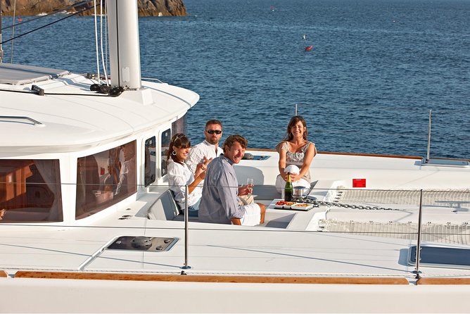 Premium Santorini Private Day Tour Elba 45, BBQ, drinks, transfer - The southern coast views between swimming stops