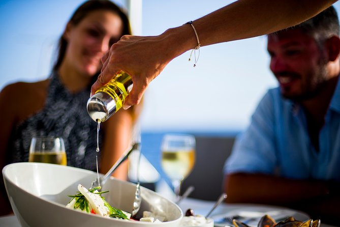 Private Beautiful Day or Romantic Sunset Cruise with Meal and Drinks - Red Beach and Santorini’s volcanic colors