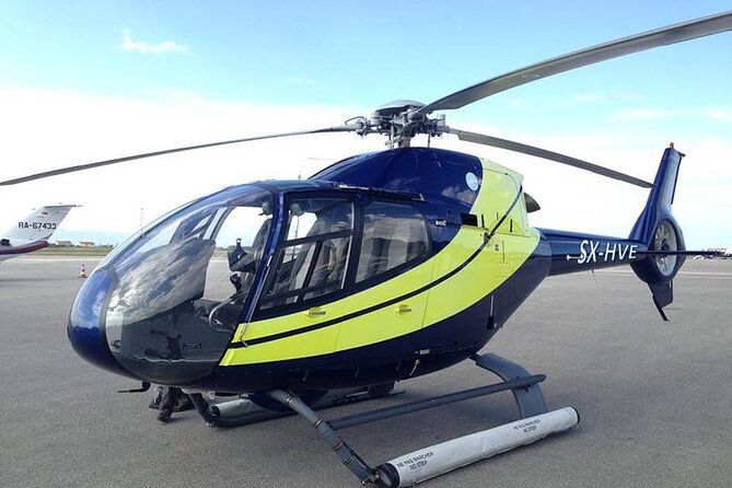 Private Helicopter Transfer from Santorini to Mykonos - The helipad departure and the private cabin