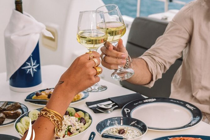 Private Sunset Cruise with Full Greek Dinner - The caldera, volcano, and Palia Kammeni hot springs