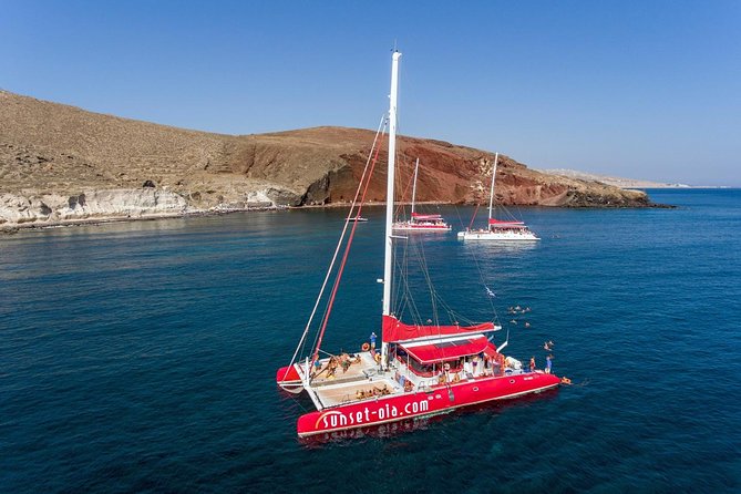 Sailing Catamaran Cruise in Santorini with BBQ, Drinks and Transfer - The hot springs: warm water, not a hot bath