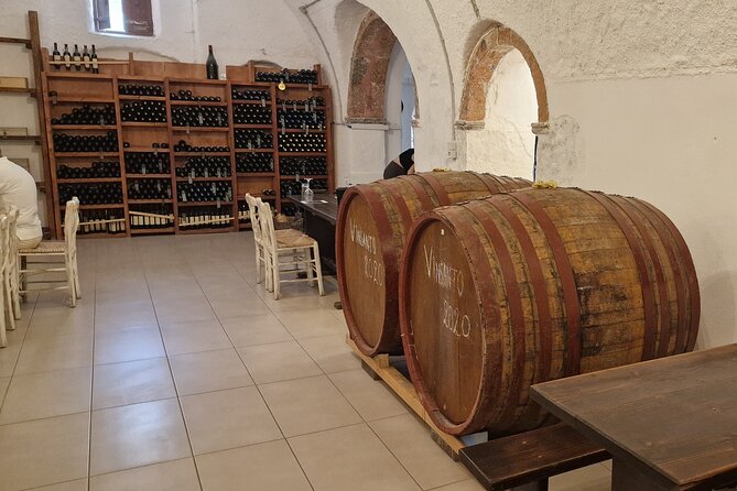 Santorini: 4hrs Small Group Wine Tasting Tour with Local Bites - Artemis Karamolegos offers a modern contrast