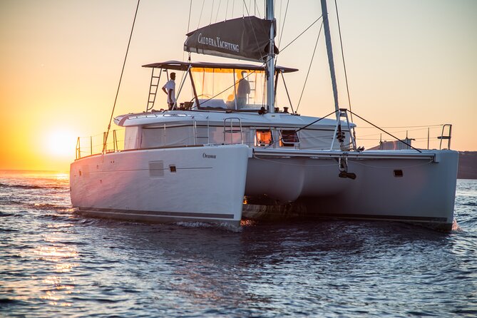 Santorini All-inclusive Catamaran Cruise with Thirassia Stop - The volcano and hot springs