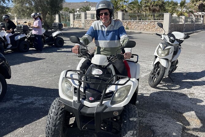 Santorini ATV Highlights Tour: Oia, Viewpoints & Volcanic Beaches - Emporio’s windmills on the road south
