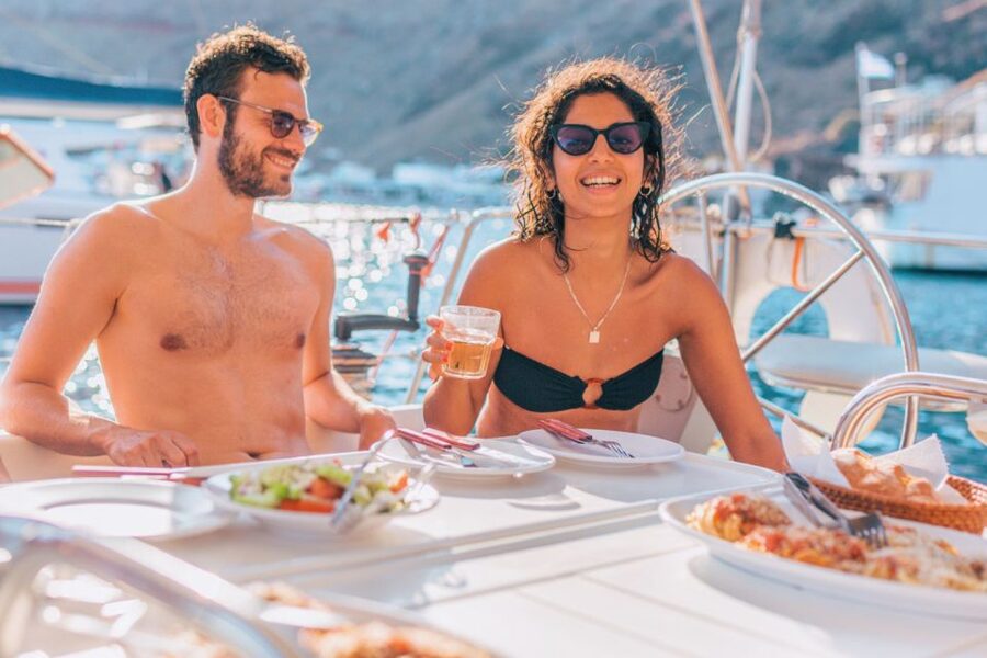 Santorini Caldera: Sunset Sailing Cruise with Meal - The caldera view of Fira, Firostefani, and Imerovigli