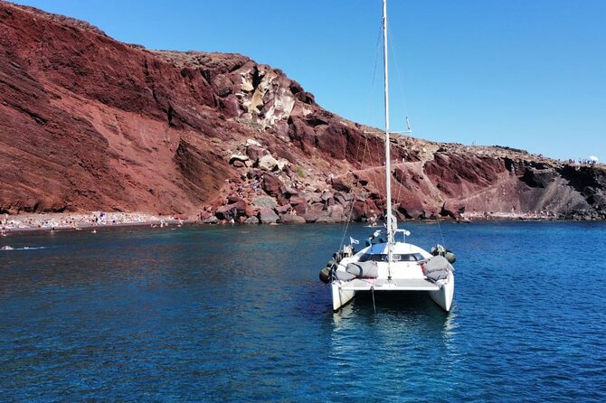 Santorini Catamaran Cruise – 5-Hour Private Sailing Experience - Nea Kameni hot springs and lunch on board