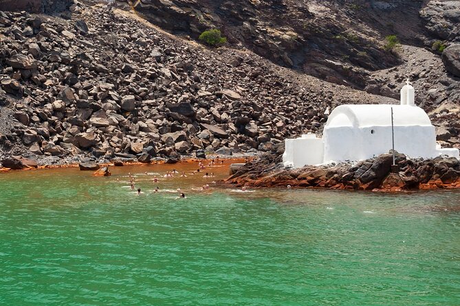 Santorini Classic Catamaran Cruise with BBQ, Drinks and Transfers - The volcano, lunch, and an hour on the boat