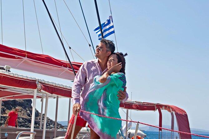 Santorini Cruise on Catamaran with BBQ & Open Bar - What the boat day feels like