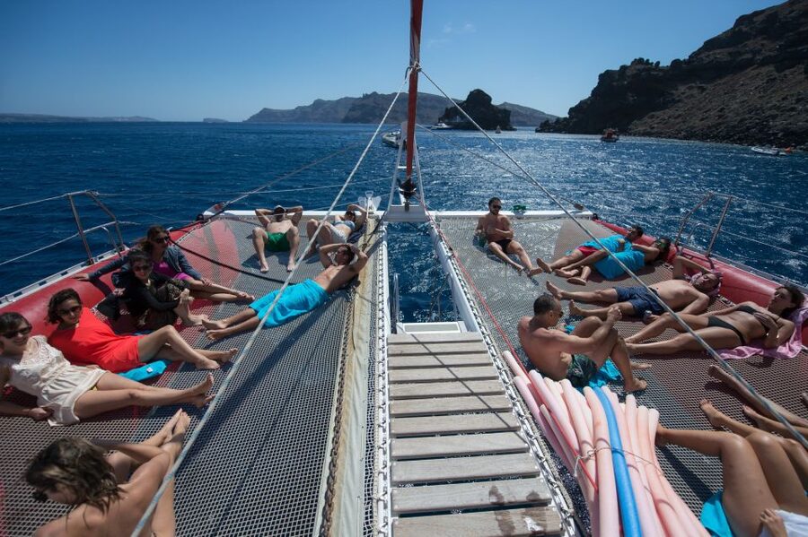 Santorini: Dream Catcher 5-hour Sailing Trip in the Caldera - From Vlihada Marina to ancient Akrotiri