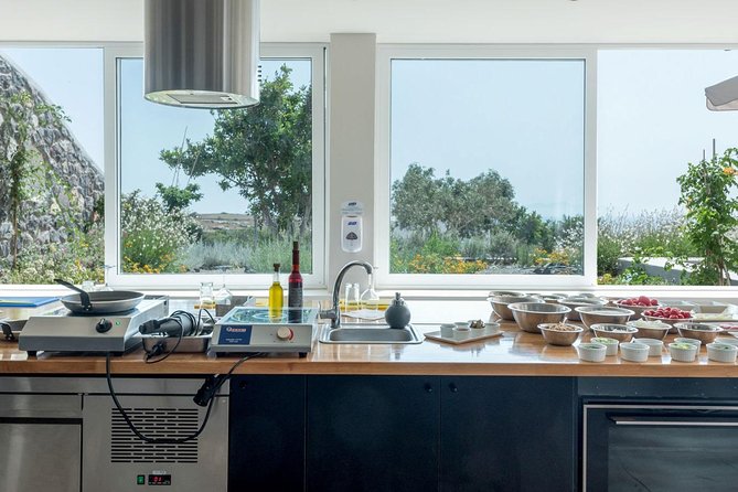 Santorini Farm-to-Table Cooking Class with a Local Chef, Christos - Sitting down to eat what you made