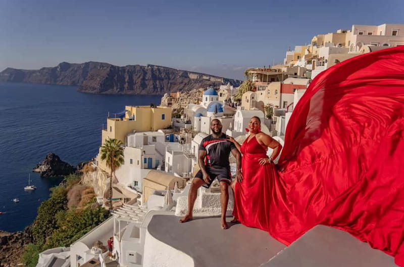 Santorini: Flying Dress Photoshoot Private Entry to Blue Dom - The blue dome entry and why it matters