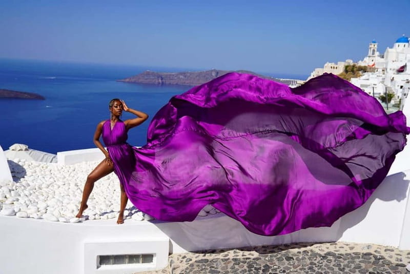 Santorini: Flying Dress Photoshoot Private Entry to Blue Dom - Choosing between Oia, Imerovigli, Fira, and your lodging
