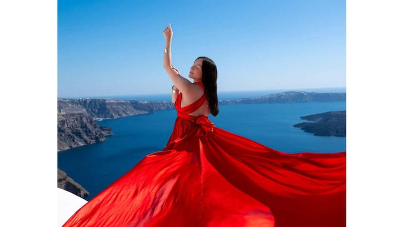 Santorini: Flying Dress Photoshoot with Edited Photos - Picking your dress and preparing your look