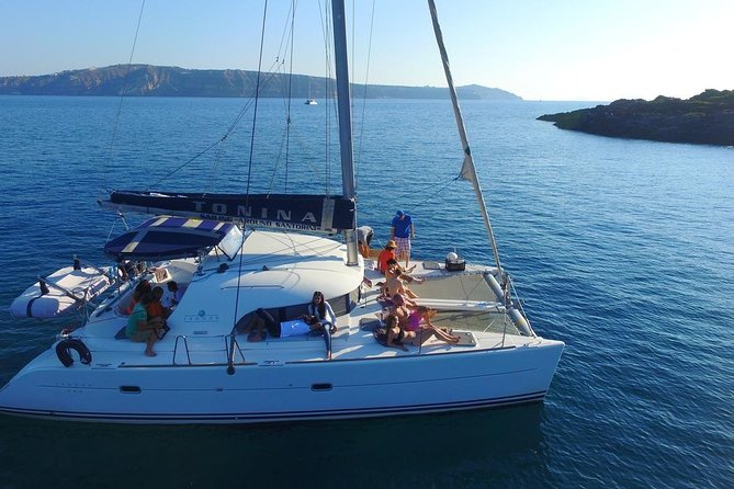Santorini Full Day Catamaran Private Cruise incl. Meal, Drinks & Free Transport - Thirassia, a quieter side of the caldera
