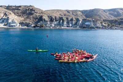 Santorini Guided Sea Kayaking with Light Lunch and Pick-up Option