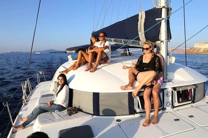 Santorini Half Day Catamaran Private Cruise incl. Meal, Drinks & Free Transport - Starting at Vlychada Marina
