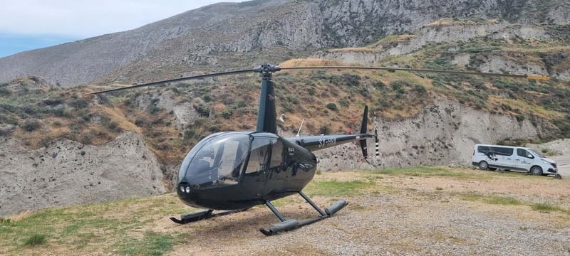 Santorini: Helicopter Sightseeing Flight Over Caldera - At the heliport: simple setup, serious safety briefing