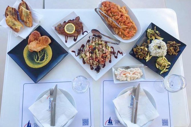 Santorini Luxury Catamaran Day Cruise with BBQ,drinks,transfer - Food, drinks, and the feel onboard