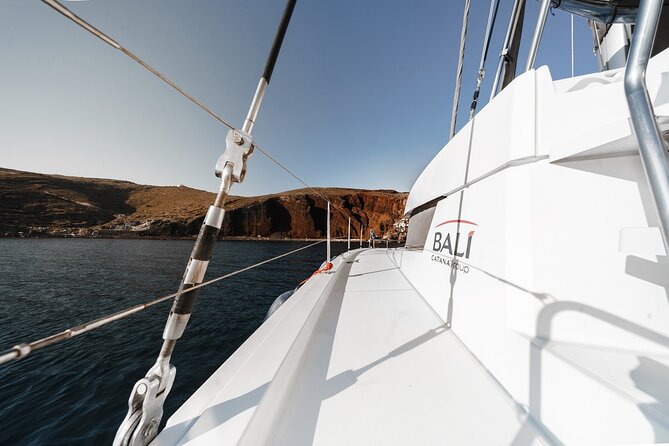 Santorini Luxury Catamaran Private Cruise - Mesa Pigadia and the best swimming stop