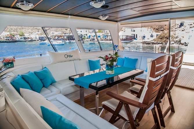 Santorini: Motor Yacht Day Cruise with 5-Course Lunch - Timing, weather, and practical details