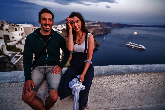 Santorini : Night Hike, Wine Tasting and Dinner - The views: island lights, volcano, and fading sunset