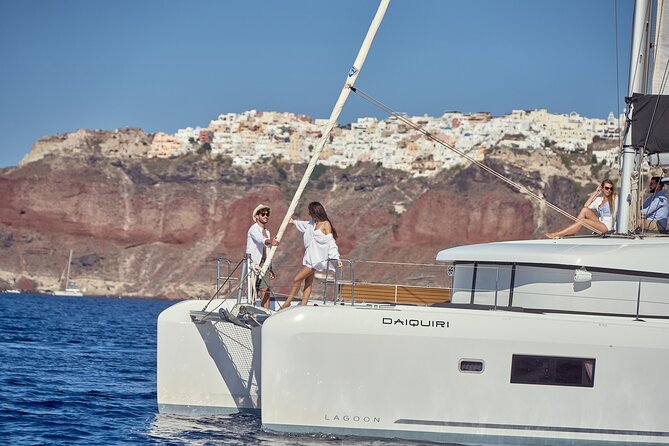Santorini Oia: Caldera Luxury Day Cruise with BBQ & Drinks - The oldest port from the water