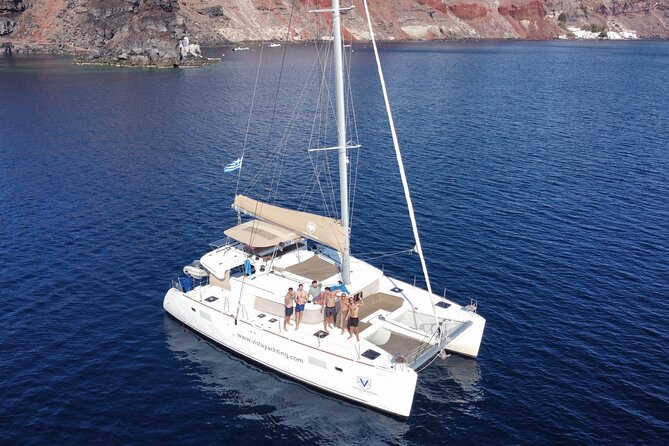 Santorini Platinum Catamaran Cruise with Meal, BBQ and Open Bar - Thirassia brings the main meal