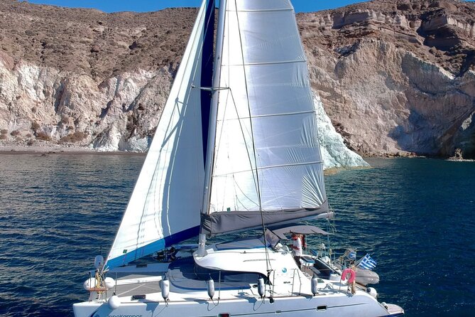 Santorini: Premium Small-Group Catamaran Cruise with Food/Drinks - Key things to know before booking