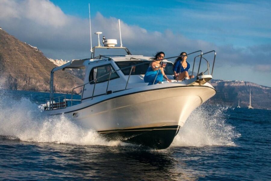 Santorini Private Cruise boat fishing tour - BBQ, Snorkeling - Fishing with Captain Makis and Ilias