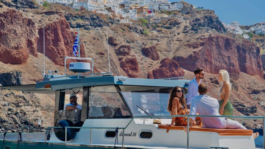 Santorini: Private Diamond 36 Motor Yacht Caldera Cruise - What the $147 price really buys