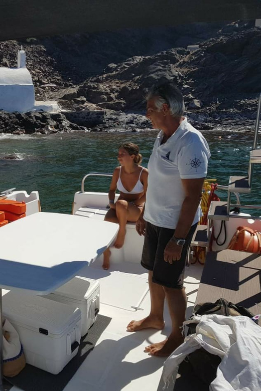 Santorini: Private Motorboat Cruise and Volcano Hike - Swimming at Palea Kameni’s sulfur springs