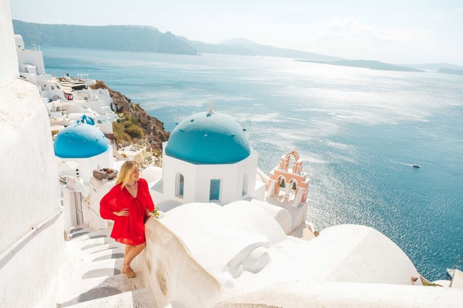 Santorini Private Photoshoot - Blue domes and the caldera view