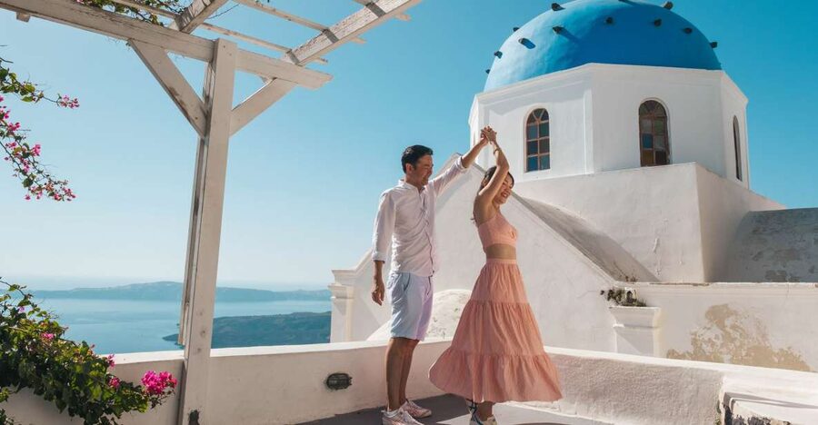 Santorini Private Photoshoot - Walking Oia’s marble lanes toward the Castle