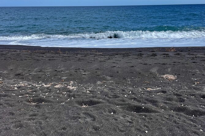 Santorini Private sightseeing land tours - Red Beach: volcanic color with a practical warning