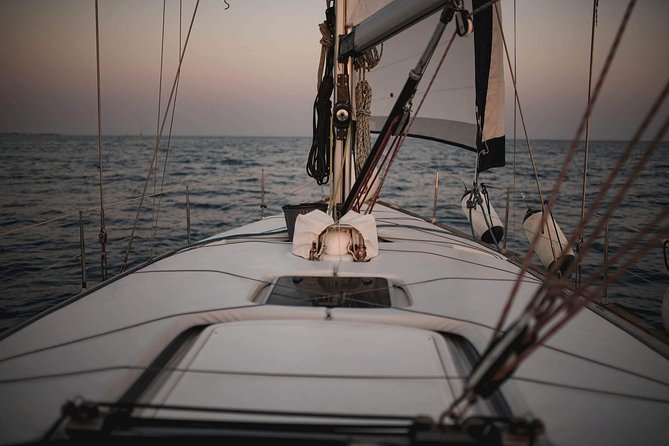 Santorini Private Sunset Sailing Tour with Dinner, Drinks &Transfer included - Sunset from the deck, with dinner and drinks