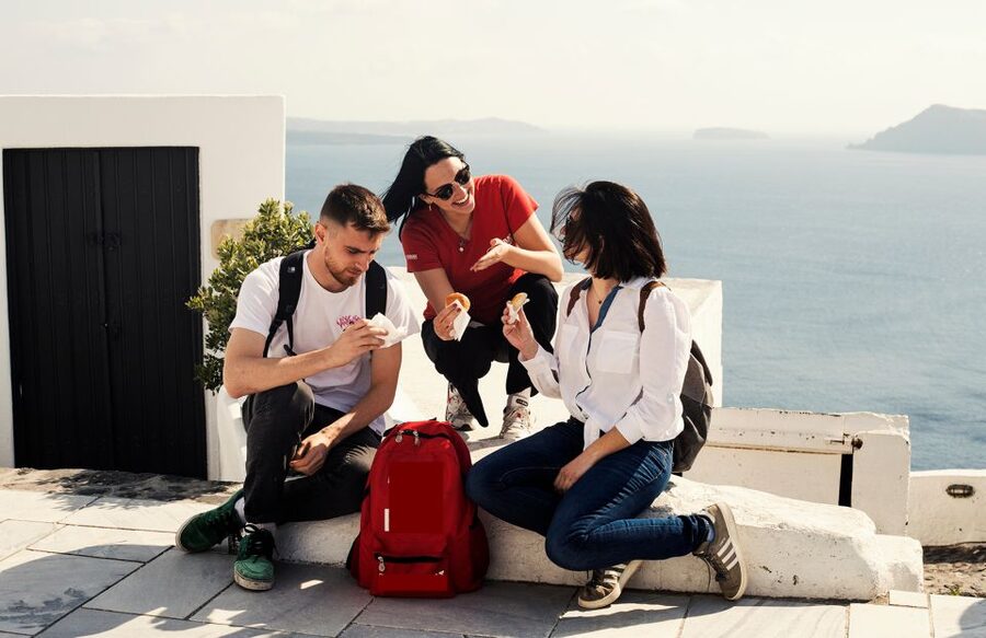 Santorini: Private Vistas Morning Hike inc. tastings - Seasonal Mezedes and Local Beer Near Noon