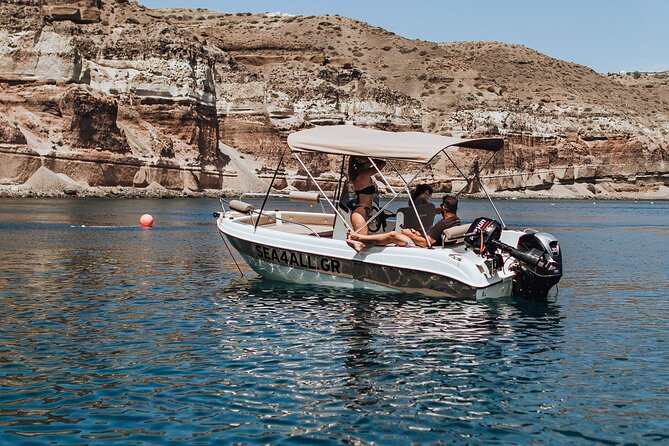 Santorini Rent a Boat Without License - The volcano and hot springs