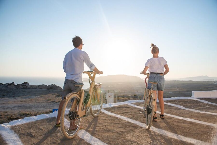 Santorini's Private 2-hour Wooden E-bike Tour - From Perissa’s black sand to the island interior