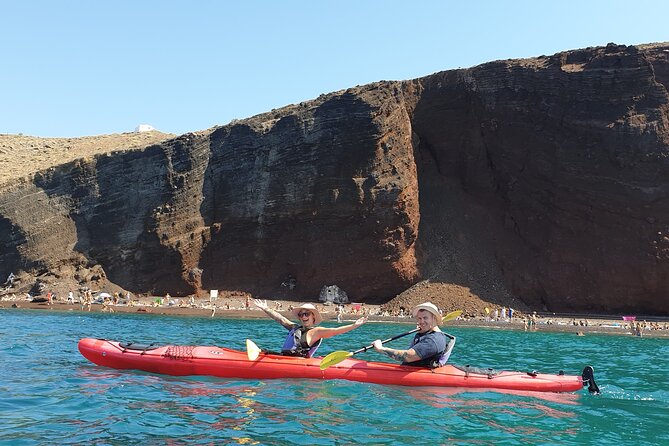 Santorini Sea Kayak - South Discovery, Small Group incl. Sea Caves and picnic - White Beach and the picnic stop