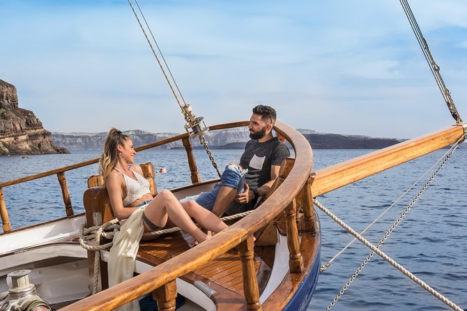 Santorini Volcano and Hot Springs Cruise Tour from Fira Old Port - Palea Kameni: a swim to water that may only be warm