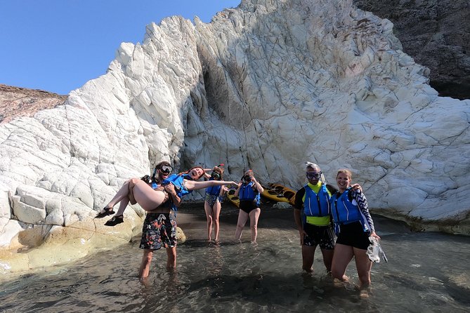 Small-Group Santorini Sea Caves Kayak Trip with Snorkeling & Picnic - White Beach and the first taste of the coast
